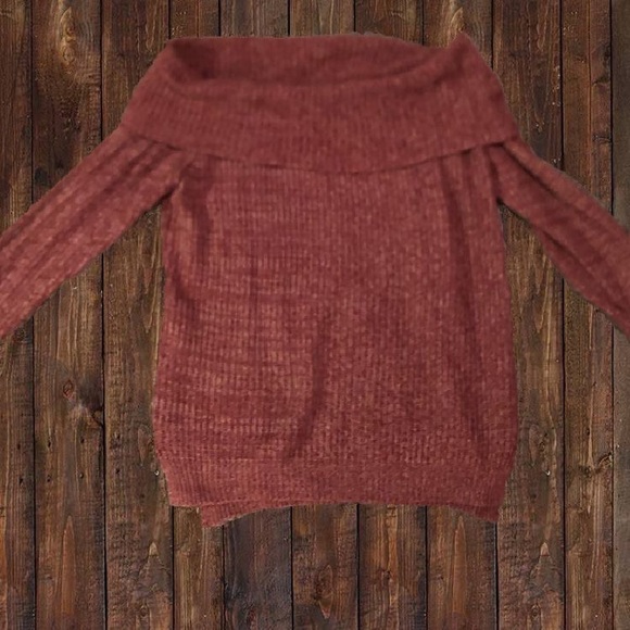Say What Off the Shoulder Maroon Sweater - Picture 1 of 2